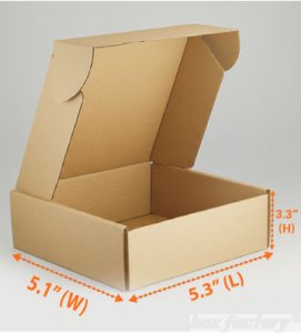 Mailer Brown Box (3 Ply) 5.3 x 5.1 x 3.3 Inch