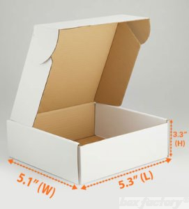 Mailer White Box (3 Ply) 5.3 x 5.1 x 3.3 Inch