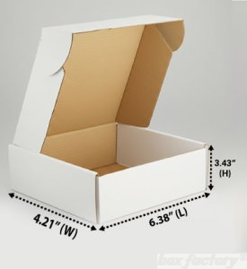 Mailer White Box (3 Ply) 6.38 x4.21x 3.43 Inch