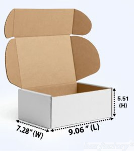 Mailer White Box (3 Ply) 9.06x3.15x5.51 Inch