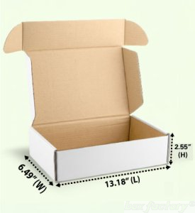 Mailer White Box (3 Ply) 13.18x6.49x2.55 Inch
