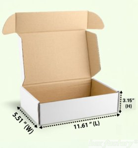 Mailer White Box (3 Ply) 11.61x5.51x3.15 Inch
