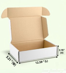 Mailer White Box (5 Ply) 12.59x5.51x3.15 Inch