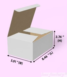 Tuck White Box (3 Ply) 8.46x5.51x3.74 Inch